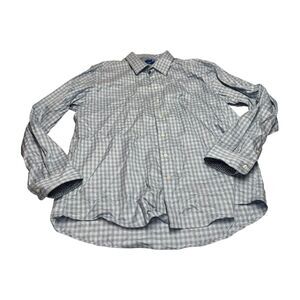 Egara Shirt Men 3XLT Gray White Check 100% Cotton Long Sleeve Collared Button-Up